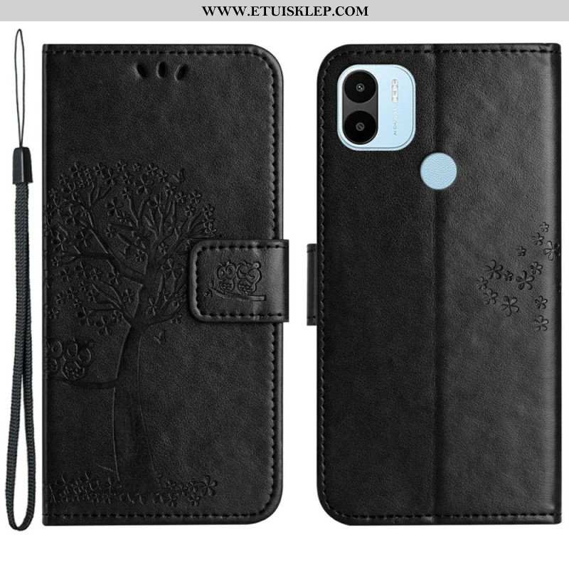 Etui Folio do Xiaomi Redmi A1 z Łańcuch Drzewo Stringów I Sowy
